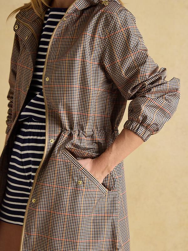 Joules Women's Holkham Waterproof Packable Hooded Raincoat - Henson Check Image 5