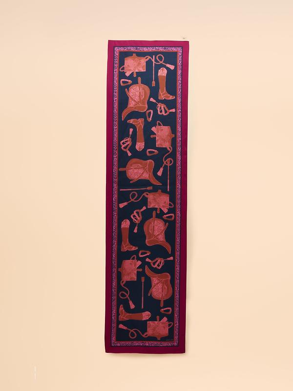 Joules Women's Windsor Long Silk Scarf - Navy Image 2