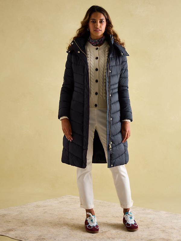 Joules Women's Pembury Showerproof Longline Hooded Coat - Navy Image 5