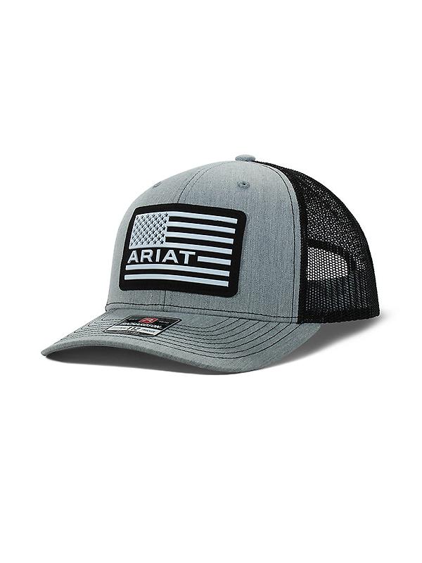 Ariat Men's USA Flag Patch Logo Trucker Cap - Gray Product Image