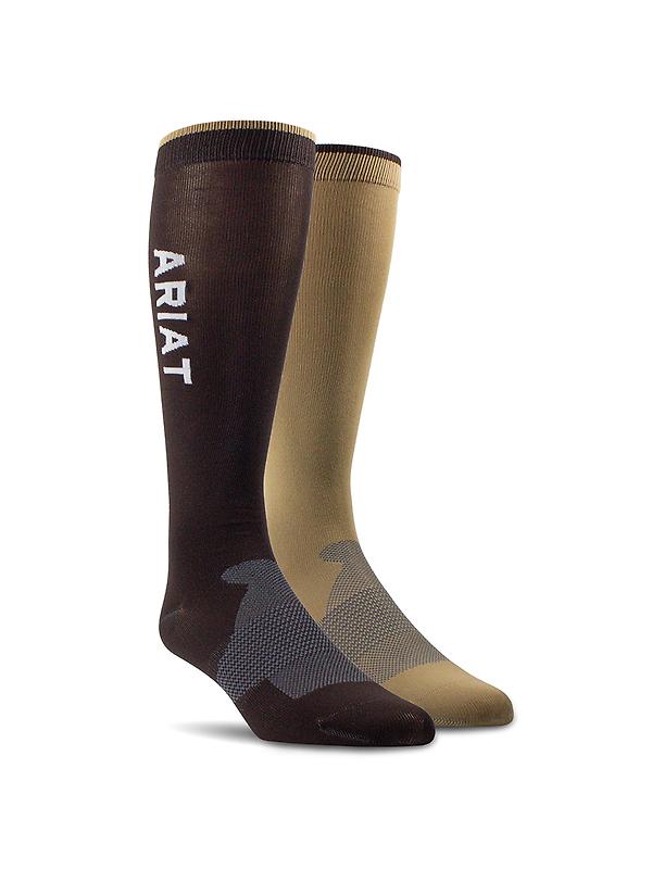 Ariat Women's AriatTEK Essential Performance 2 Pack Socks - Multi Brown Image 1