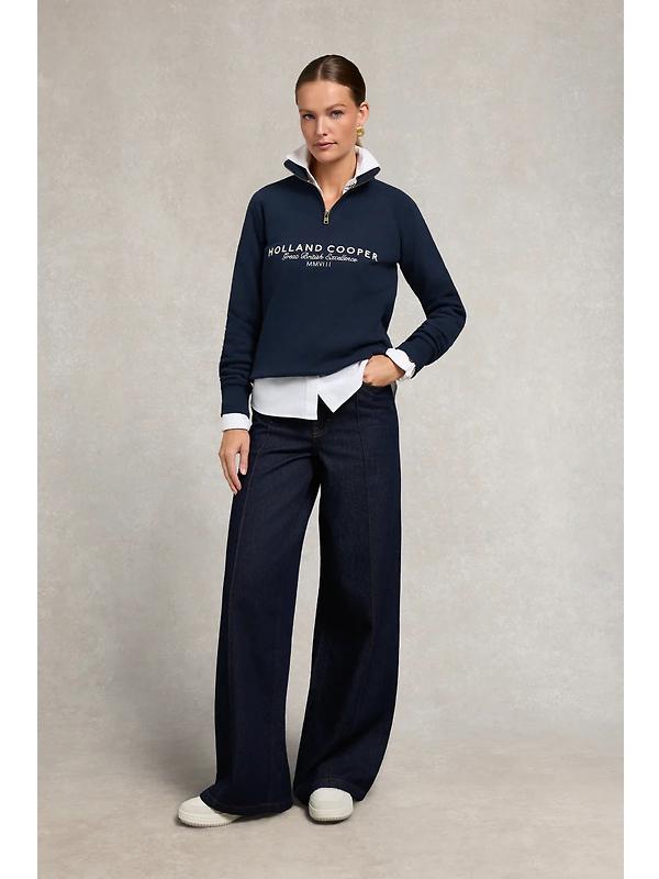 Holland Cooper Women's Sporting Goods Zip Henley - Ink Navy Image 3