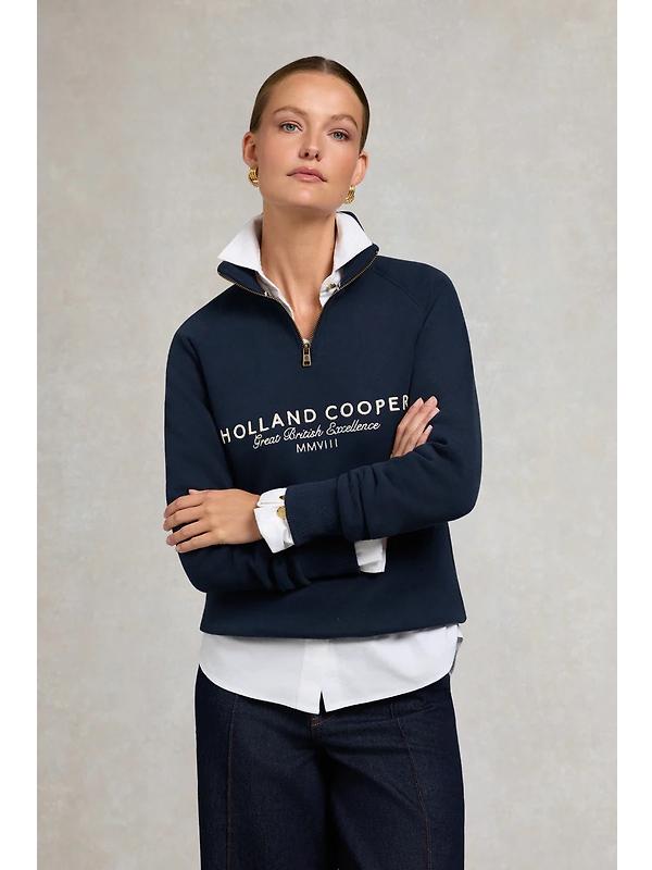 Holland Cooper Women's Sporting Goods Zip Henley - Ink Navy Image 4