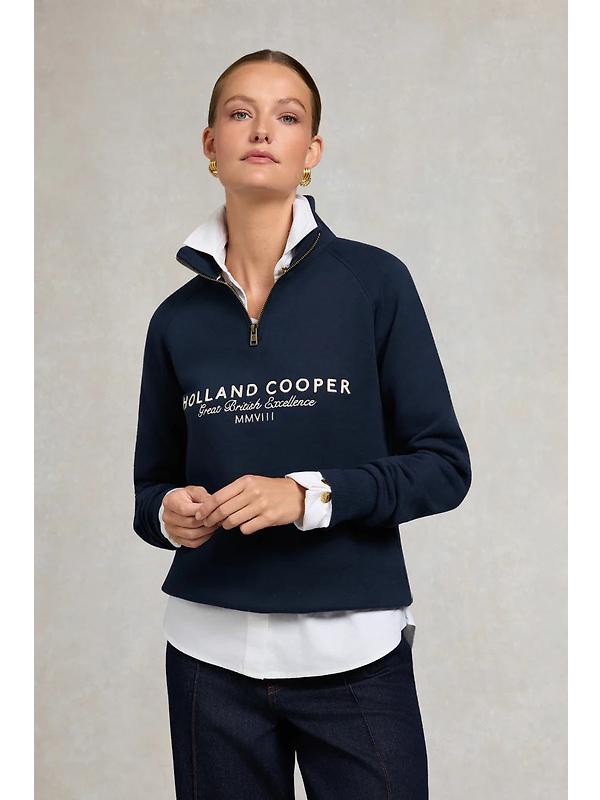 Holland Cooper Women's Sporting Goods Zip Henley - Ink Navy Image 2