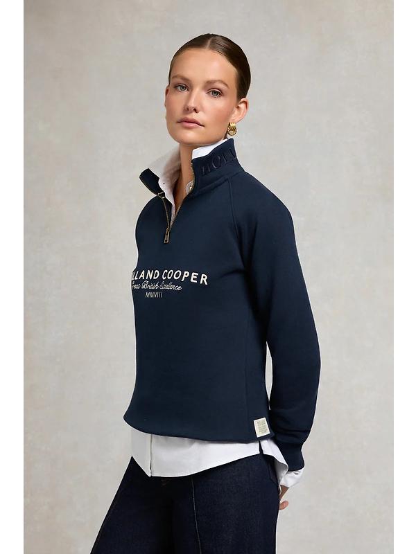 Holland Cooper Women's Sporting Goods Zip Henley - Ink Navy Image 6