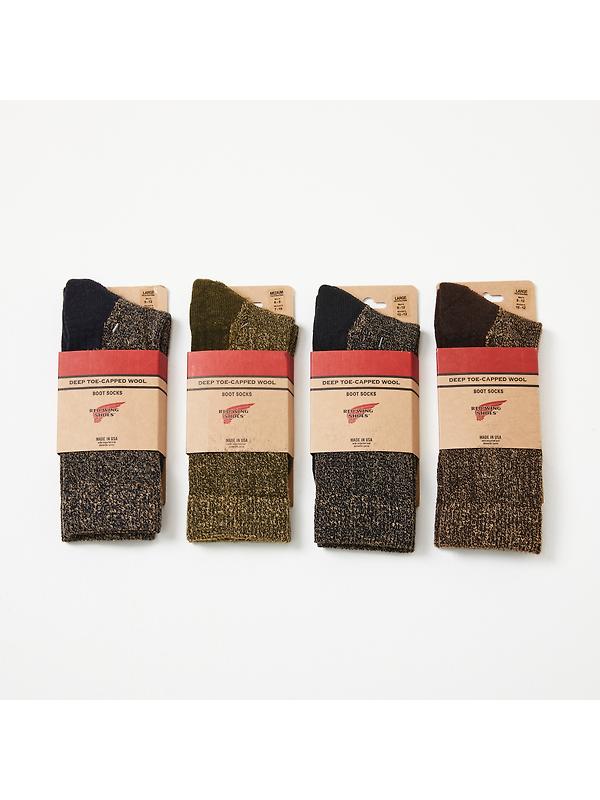 Red Wing Deep Toe-Capped Crew Socks - Black - Style 97642 Image 3