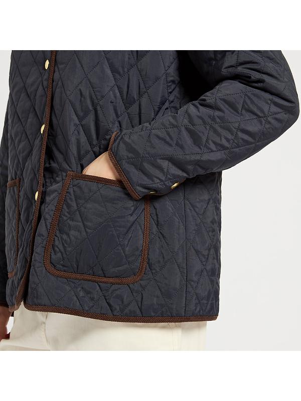 Joules Women's Quinn Showerproof Diamond Quilted Coat - Navy Image 7