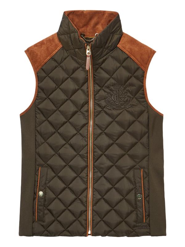 Product image of Joules Women's Braemar Luxe Showerproof Diamond Quilted Gilet - Green