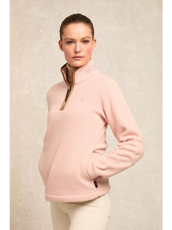 Holland Cooper Women's Country Fleece Quarter Zip - Soft Pink Image 2