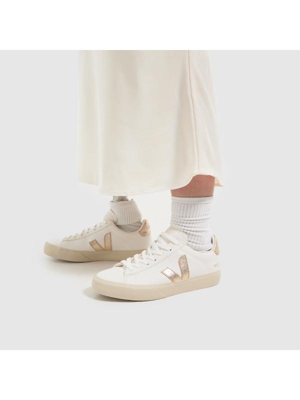 VEJA Women's Campo Leather Sneaker - White Platine Image 6