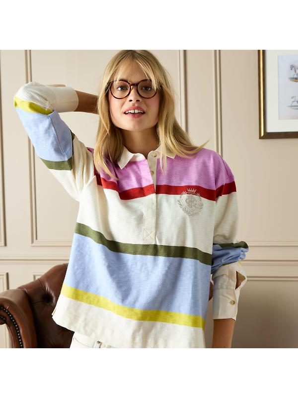 Joules Women's Lara Boxy Fit Rugby Shirt - Multi Image 2