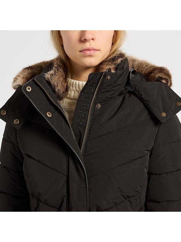 Joules Women's Aspen Long Showerproof Padded Coat - Black Image 2