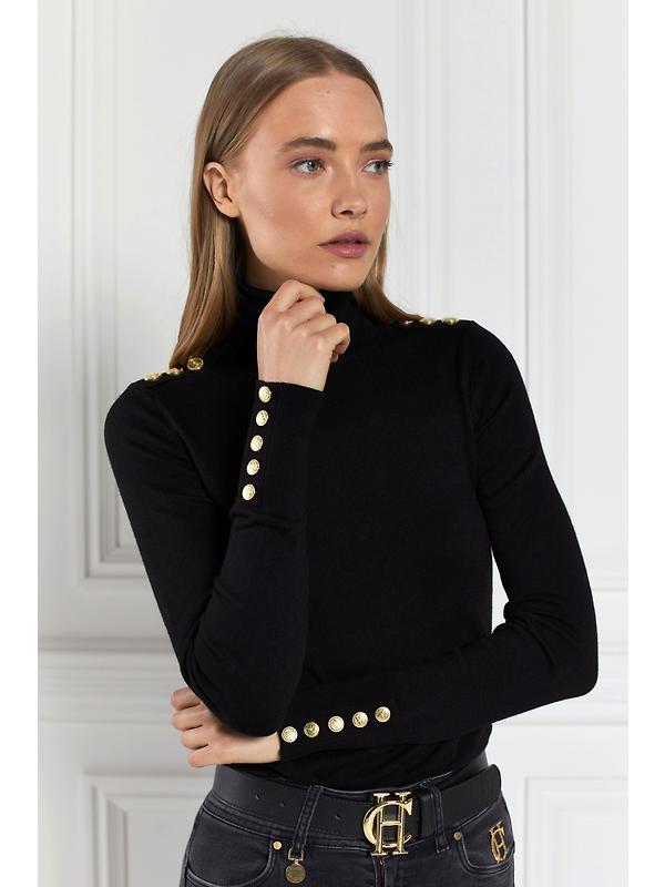 Holland Cooper Women's Buttoned Knit Roll Neck - Black Image 9