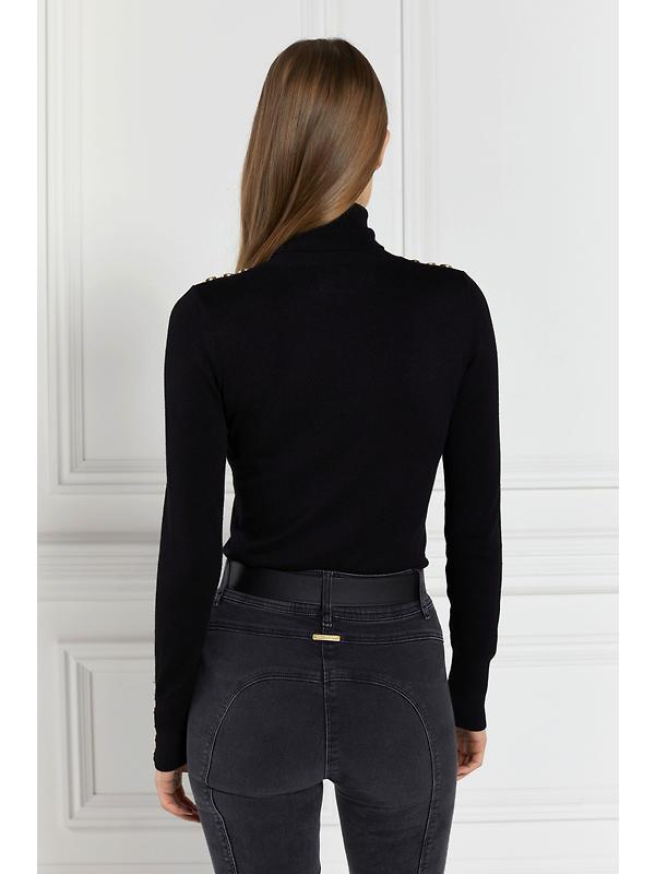 Holland Cooper Women's Buttoned Knit Roll Neck - Black Image 7