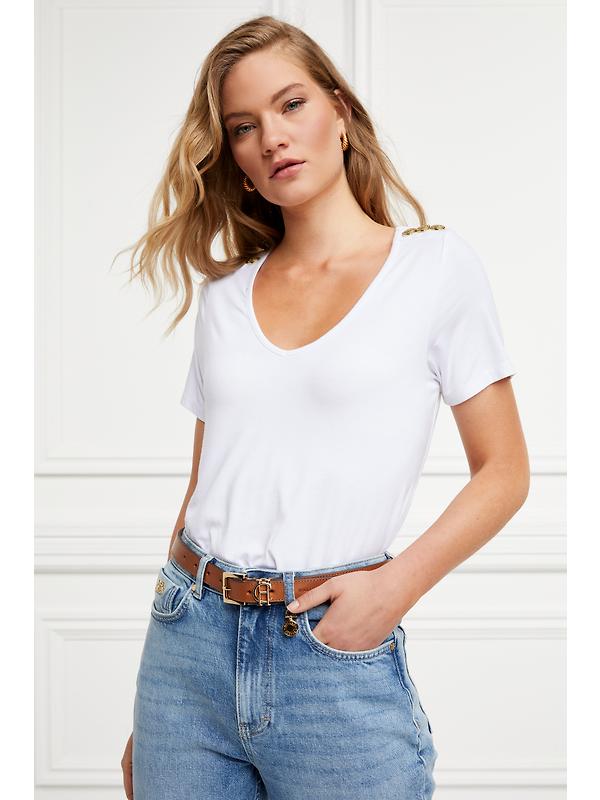 Holland Cooper Women's Relax Fit V-Neck Tee - White Image 7