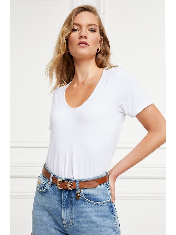 Holland Cooper Women's Relax Fit V-Neck Tee - White Image 9