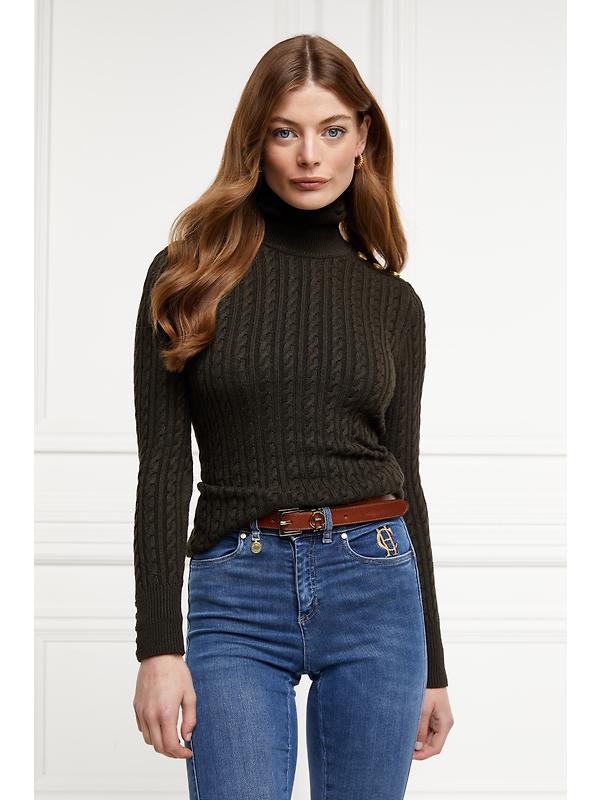Holland Cooper Women's Seattle Roll Neck Cable Knit - Fern Green Image 2