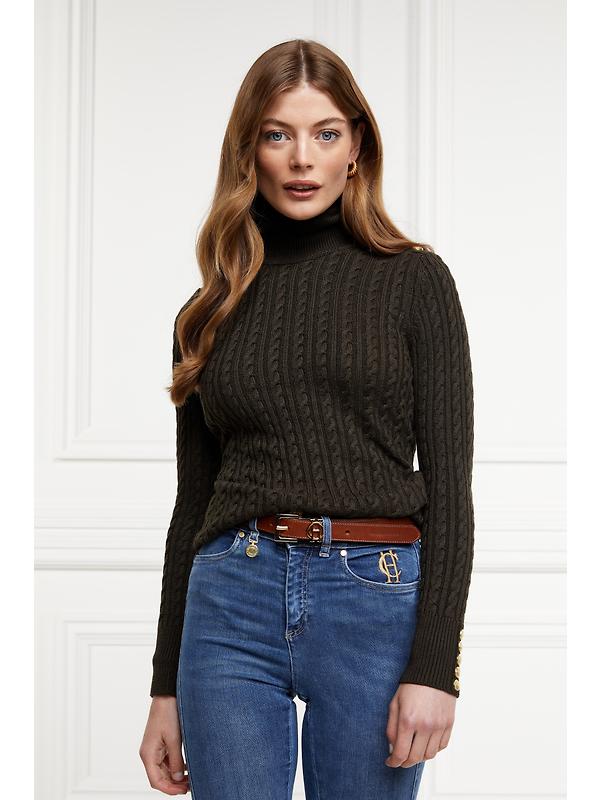 Holland Cooper Women's Seattle Roll Neck Cable Knit - Fern Green Image 6