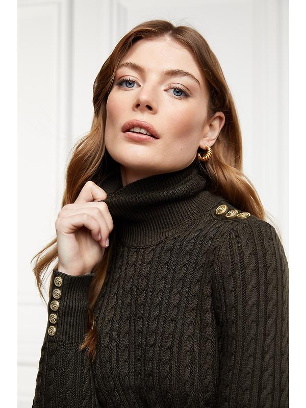 Holland Cooper Women's Seattle Roll Neck Cable Knit - Fern Green Image 4