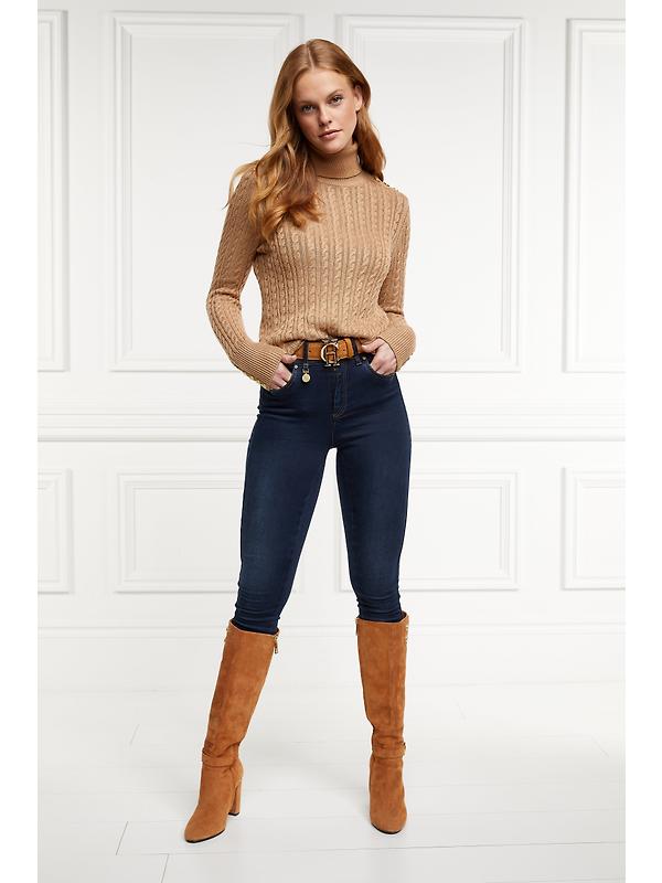 Holland Cooper Women's Seattle Roll Neck Cable Knit - Dark Camel Marl Image 5