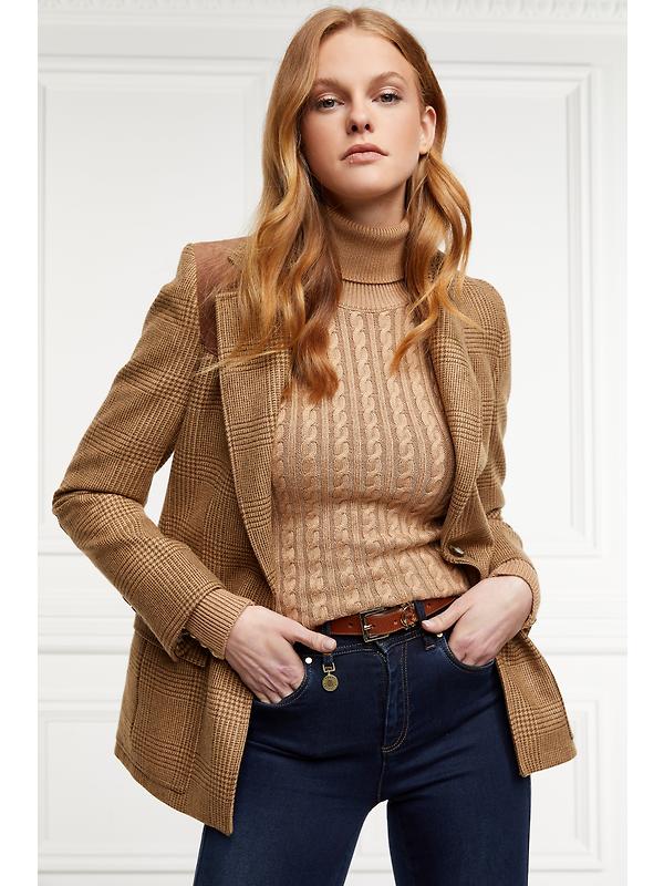 Holland Cooper Women's Seattle Roll Neck Cable Knit - Dark Camel Marl Image 10