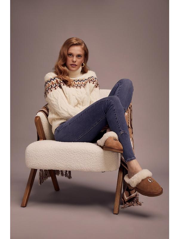 Holland Cooper Women's HC Shearling Slippers - Tan Image 7