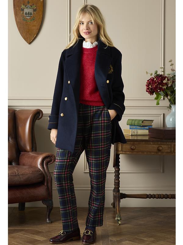 Joules Women's Belchamp Wool Blend Peacoat with Beaded Badge - Navy Image 9