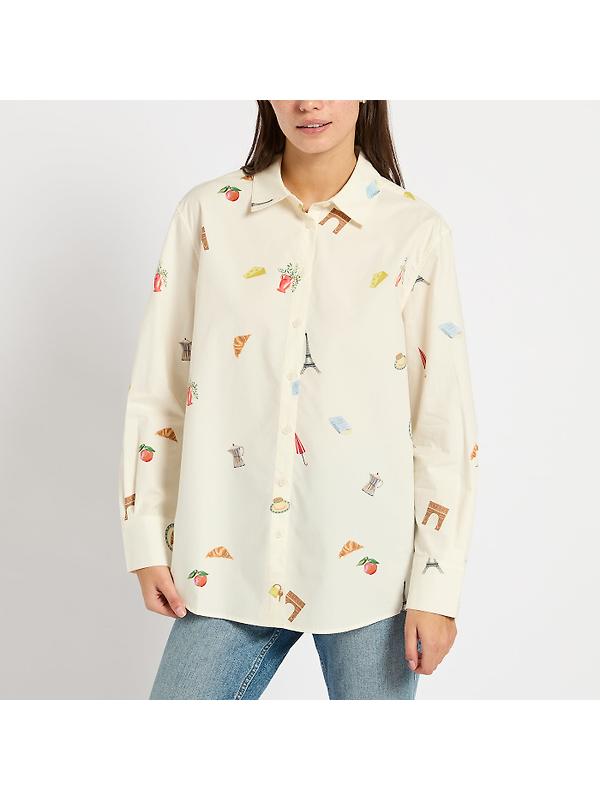 Joules Women's Amilla Paris Print Shirt - White Image 2