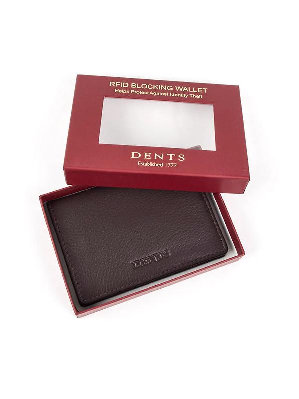 Dents Men's Beauley Pebble Grain Leather Card Holder with RFID Blocking - Chocolate Image 5