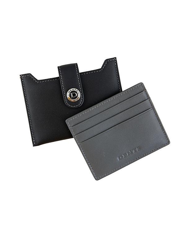 Dents Men's Eden Smooth Nappa Leather Card Holder with RFID Blocking and Case - Black/Slate Image 1