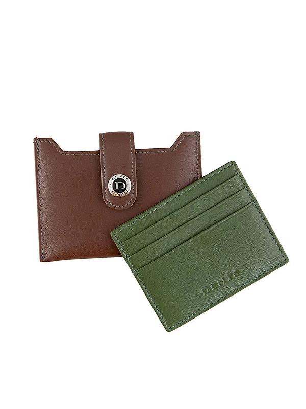 Dents Men's Eden Smooth Nappa Leather Card Holder with RFID Blocking and Case - English Tan/Olive Image 1