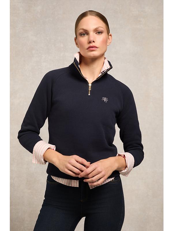 Holland Cooper Women's Burford Quarter Zip Neck Sweat - Ink Navy Image 2