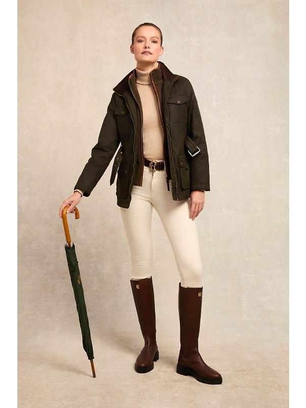 Holland Cooper Women's Belted Waxed Jacket - Dark Olive Image 4