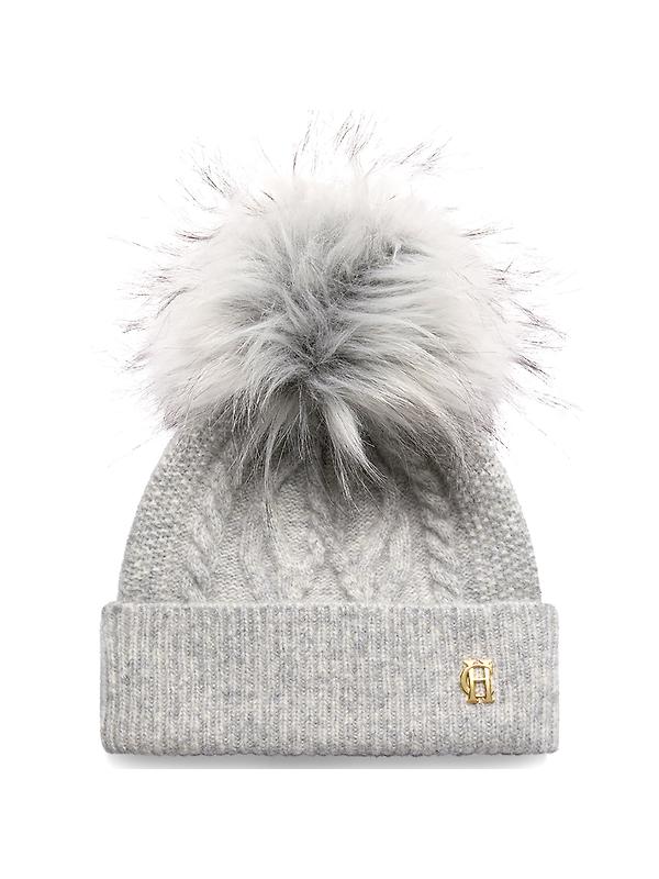 Holland Cooper Sloane Cable Bobble Hat - Grey Marl Product Image