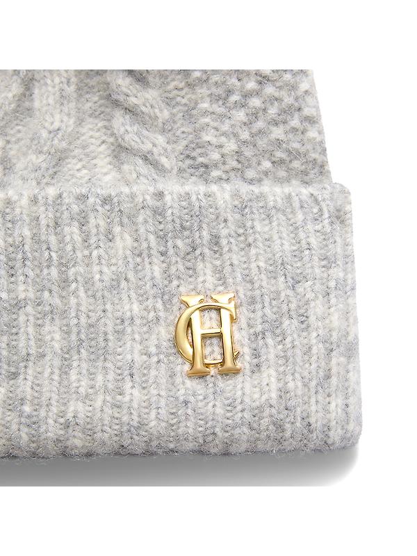 Holland Cooper Sloane Cable Bobble Hat - Grey Marl Image 4