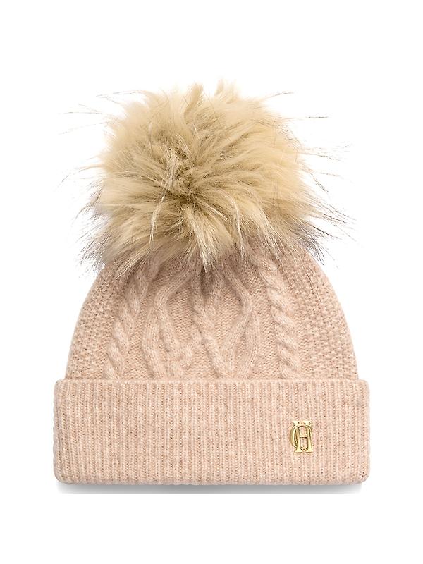Holland Cooper Sloane Cable Bobble Hat - Taupe Marl Product Image