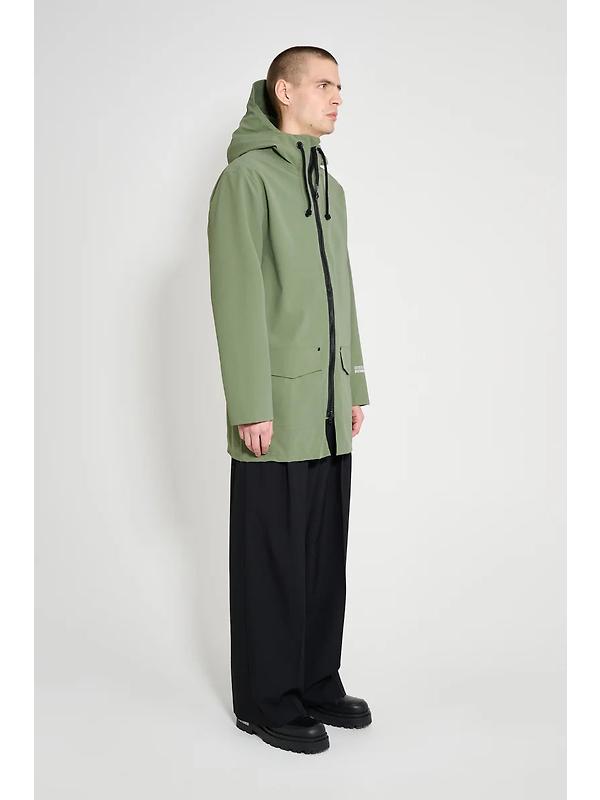 Stutterheim Stockholm Lightweight Patch Raincoat - Matte Dry Green Image 7