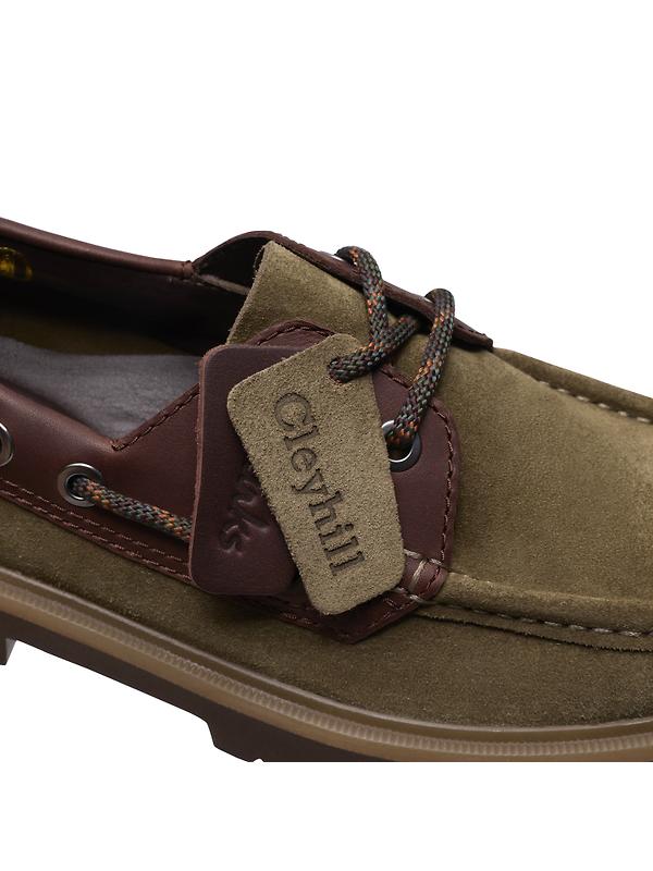 Clarks Men's Cleyhill Boat Shoes - Olive Combi Image 8