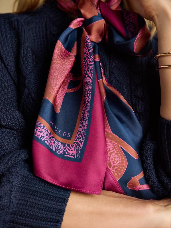 Joules Women's Windsor Long Silk Scarf - Navy Image 5