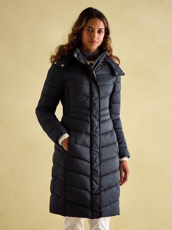 Joules Women's Pembury Showerproof Longline Hooded Coat - Navy Image 2