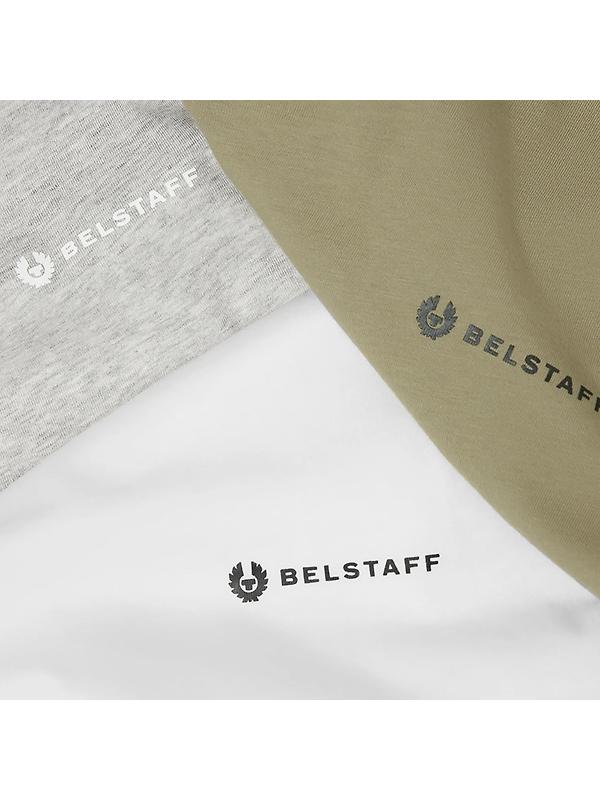 Belstaff Men's 3 Pack T-Shirt - White/Fatigue Green/Old Silver Heather Image 4