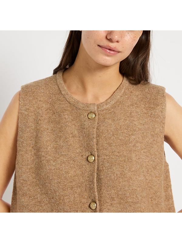 Joules Women's Holly Knitted Button Vest - Camel Image 3