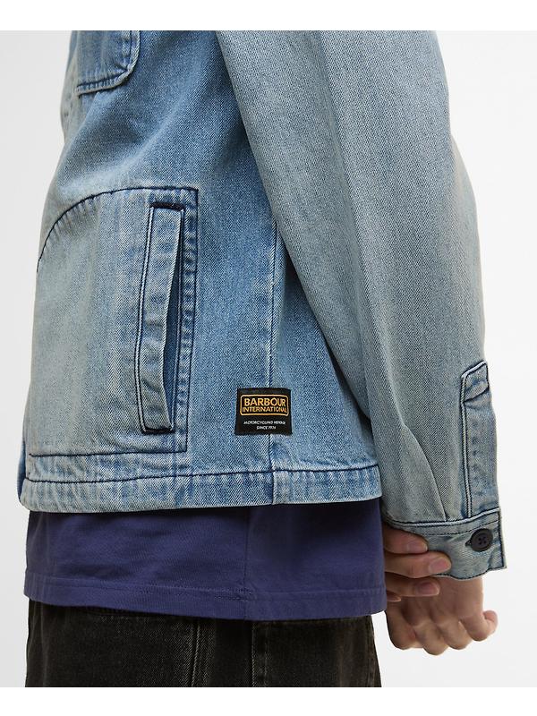 Barbour International Men's Meteor Washed Denim Overshirt - Vintage Image 7