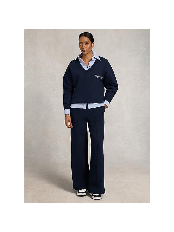 Holland Cooper Women's Relaxed Fit V-Neck Sweat - Ink Navy Ecru Image 6