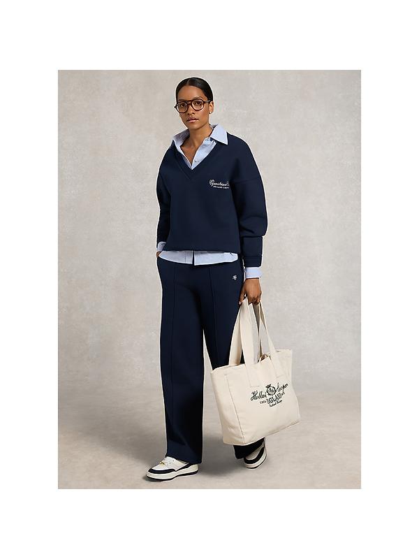 Holland Cooper Women's Relaxed Fit V-Neck Sweat - Ink Navy Ecru Image 4