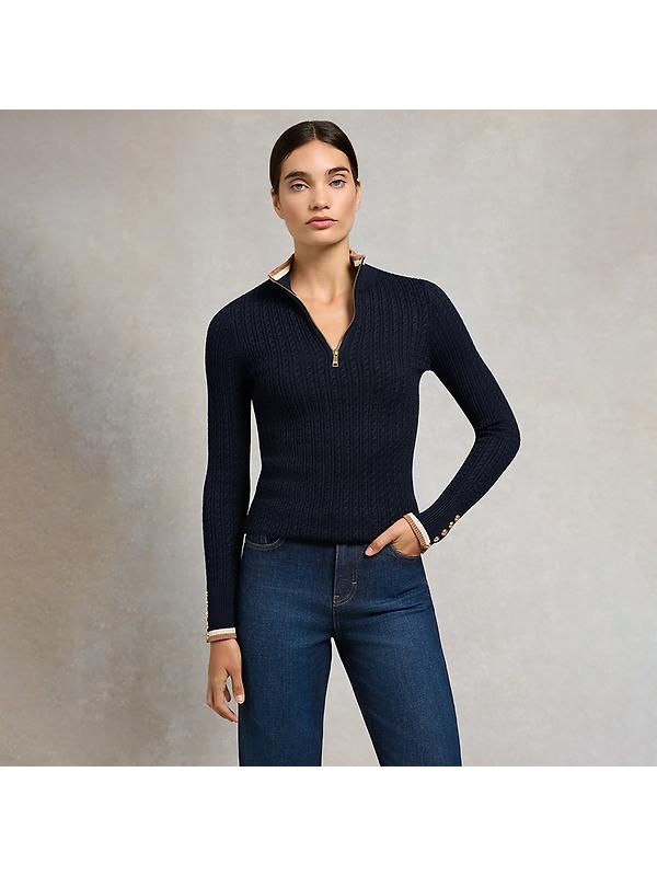 Holland Cooper Women's Zoe Quarter Zip Knit - Ink Navy Image 6