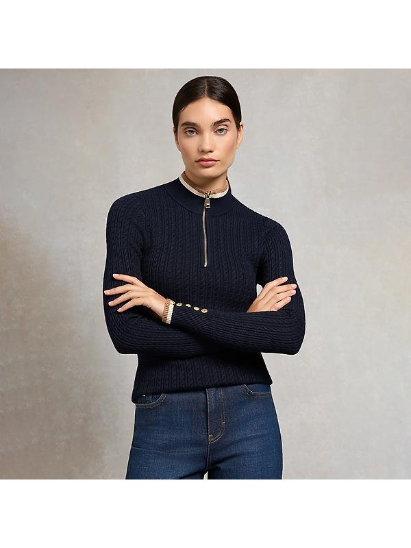 Holland Cooper Women's Zoe Quarter Zip Knit - Ink Navy Image 2