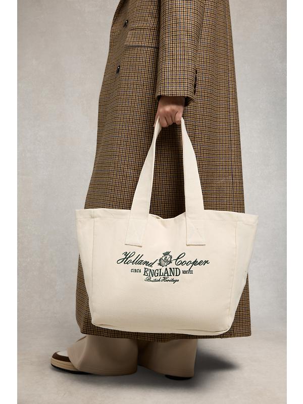 Holland Cooper Women's Essential Tote Bag - Ecru Racing Green Image 2