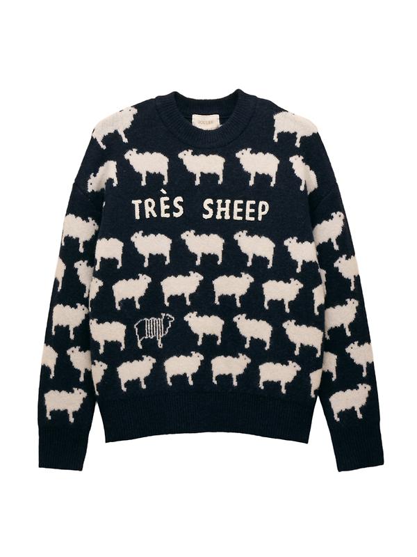 Joules Women's Très Sheep Intarsia Knitted Jumper - Navy Image 1