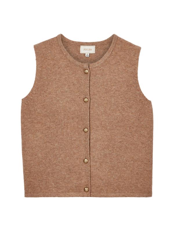 Joules Women's Holly Knitted Button Vest - Camel Image 1